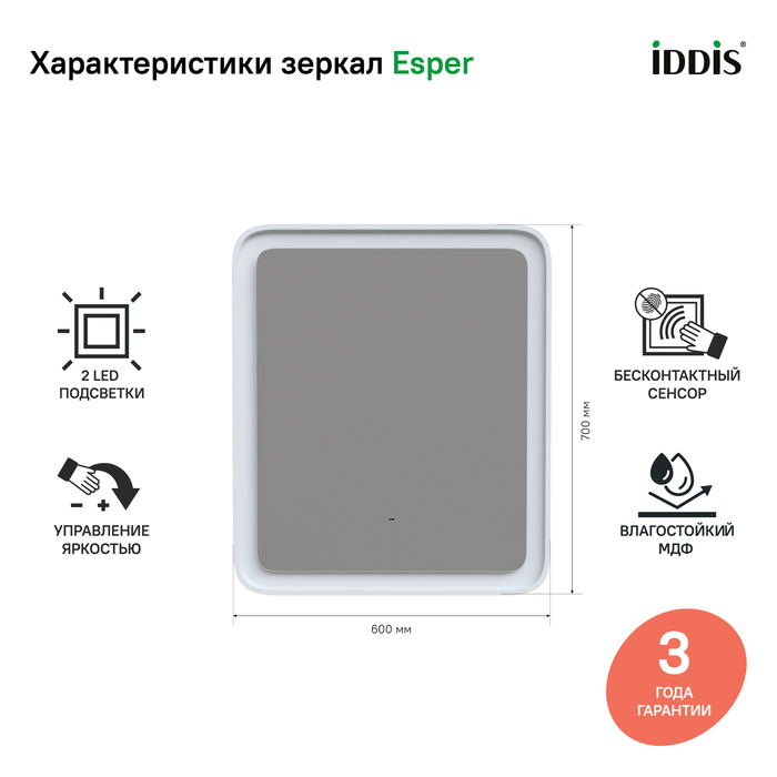 Мебель для ванной Iddis Esper 60 см подвесная с ящиками, белый