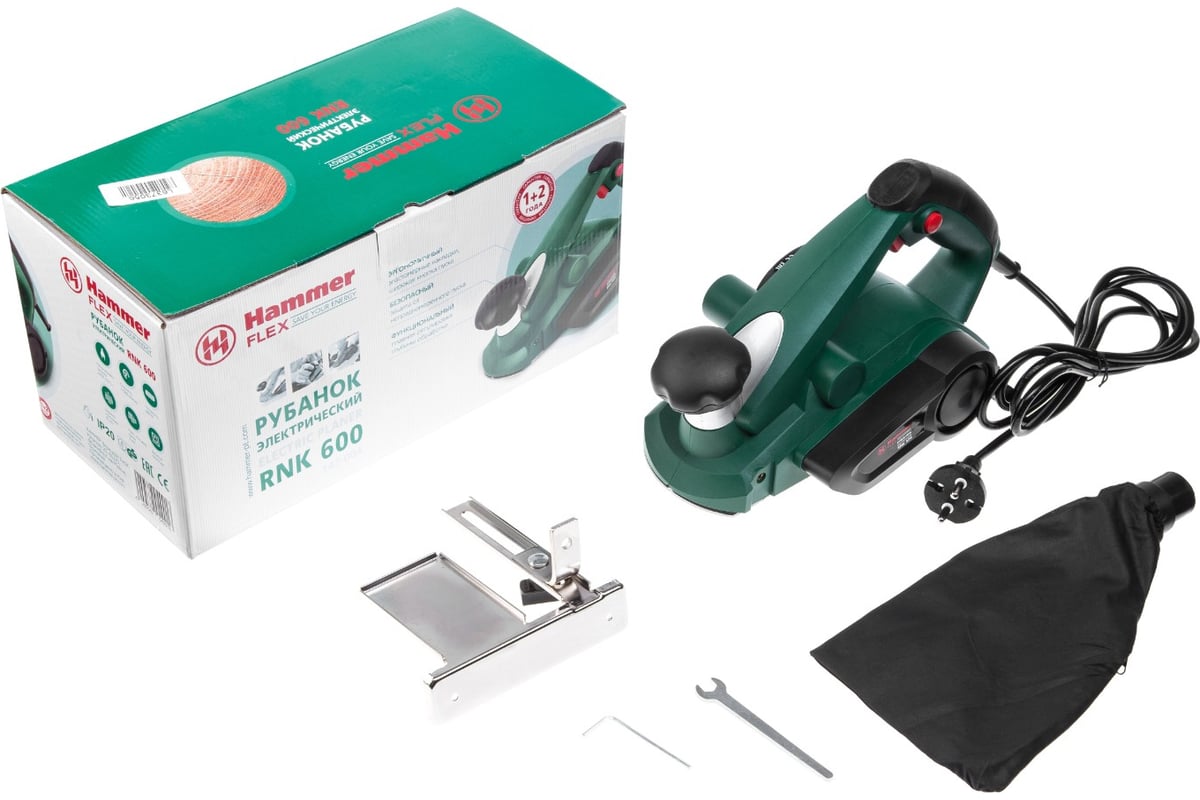 Рубанок Hammer Flex 600 Вт, 17000 об/мин, нож 82 мм, срез 1-2 мм RNK600