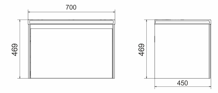Тумба с раковиной Velvex Klaufs 70 см подвесная, 1 ящик