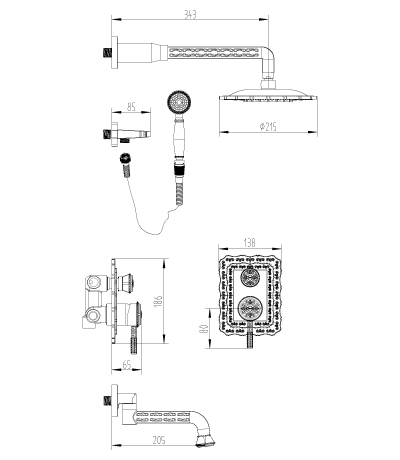 Душевой набор Lemark Jasmine LM6622B бронза