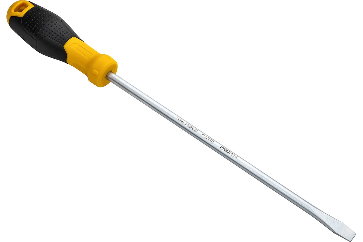 Шлицевая отвертка Deli SL8х200мм DL6382501 Cr-V, магнит, TPR+PP ручка 98358