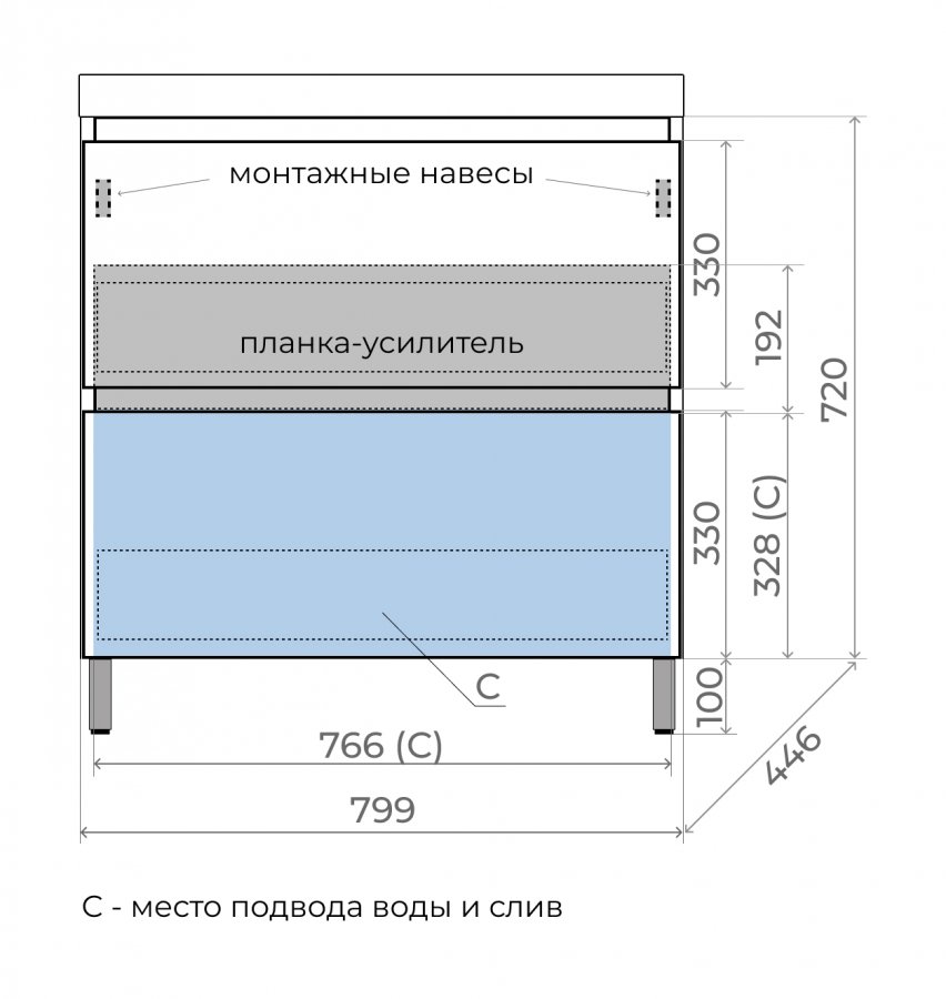Тумба с раковиной Style Line Манхэттен 80 см напольная, графит