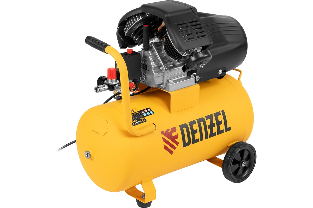 Воздушный компрессор Denzel прямой привод, dcv1800/50, 1,8 квт, 50 литров, 320 л/мин 58168