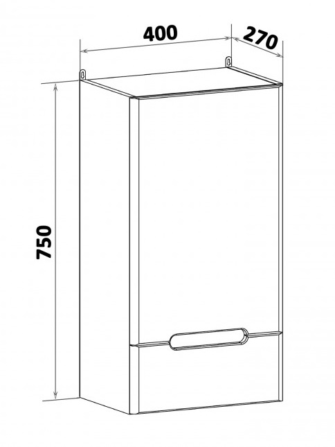 Шкаф навесной Руно Парма 40 см правый, белый