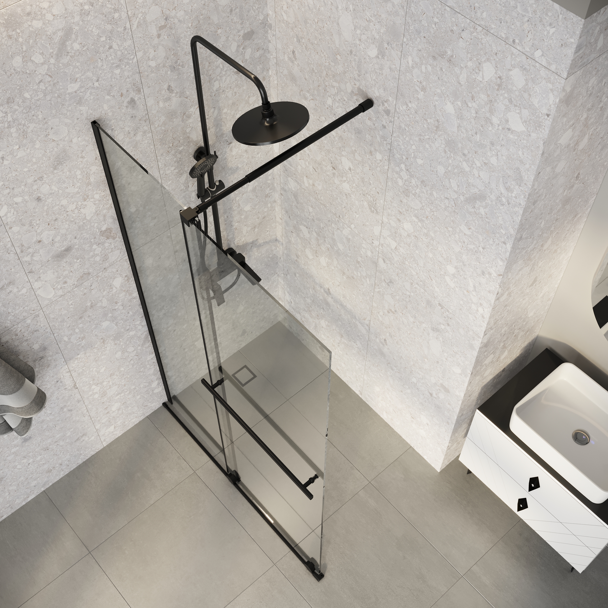 Душевая перегородка Niagara Nova NG-671-12BLACK 120x200 прозрачная, профиль черный матовый