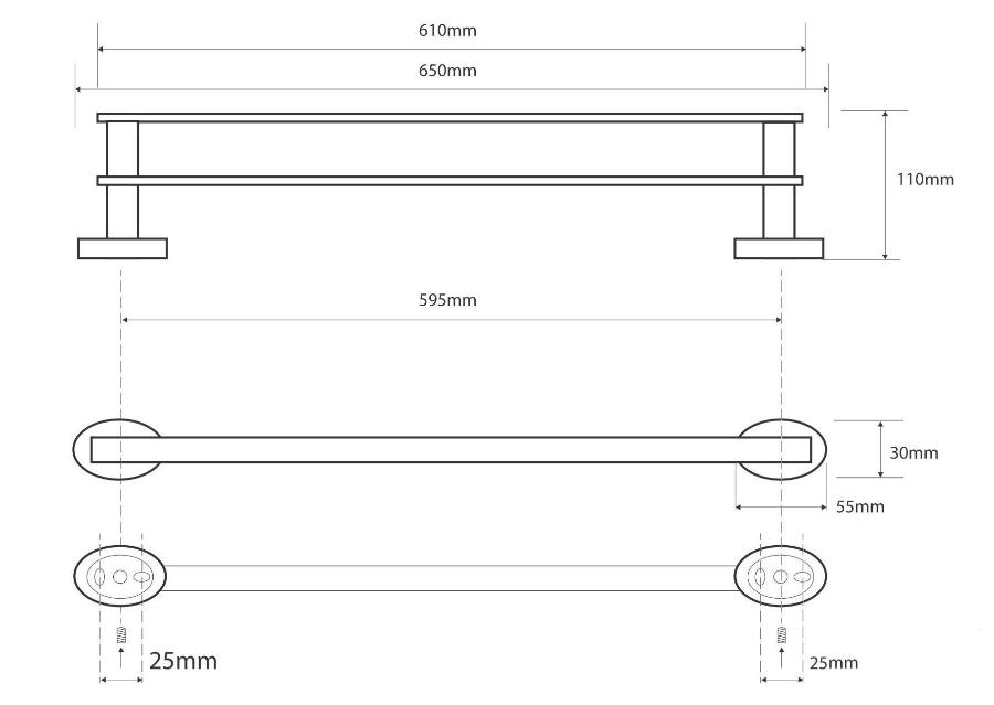 Полотенцедержатель Bemeta Oval 118404051 61 см двойной, хром