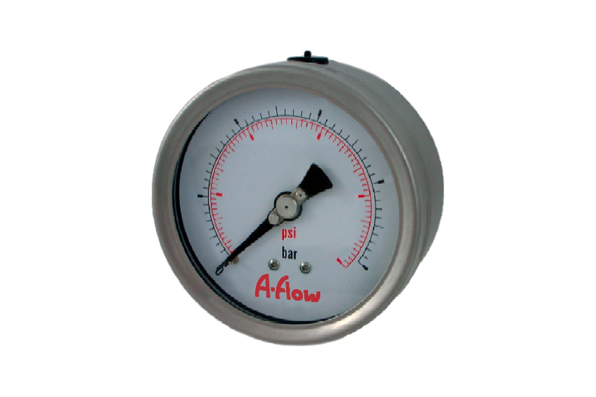 Манометр от 0 до 16 бар из нержавеющей стали, D63 мм, NPT 1/4", штуцер сзади по центру A-Flow G32-S-4N-63B-16bar