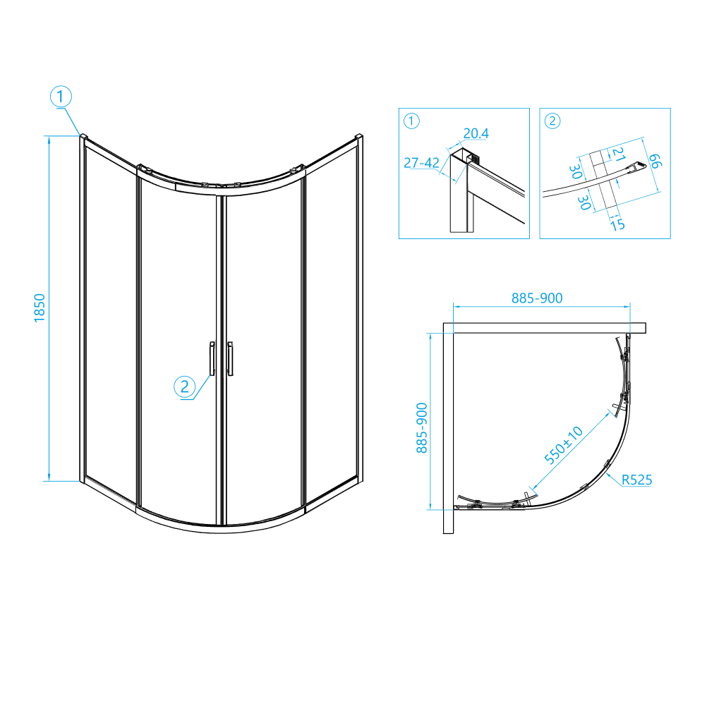 Душевой уголок RGW Classic CL-53B 90x90, прозрачное, черный