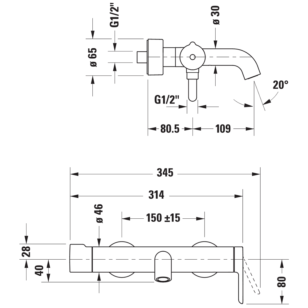 Смеситель для ванны Duravit C.1 C15230000010