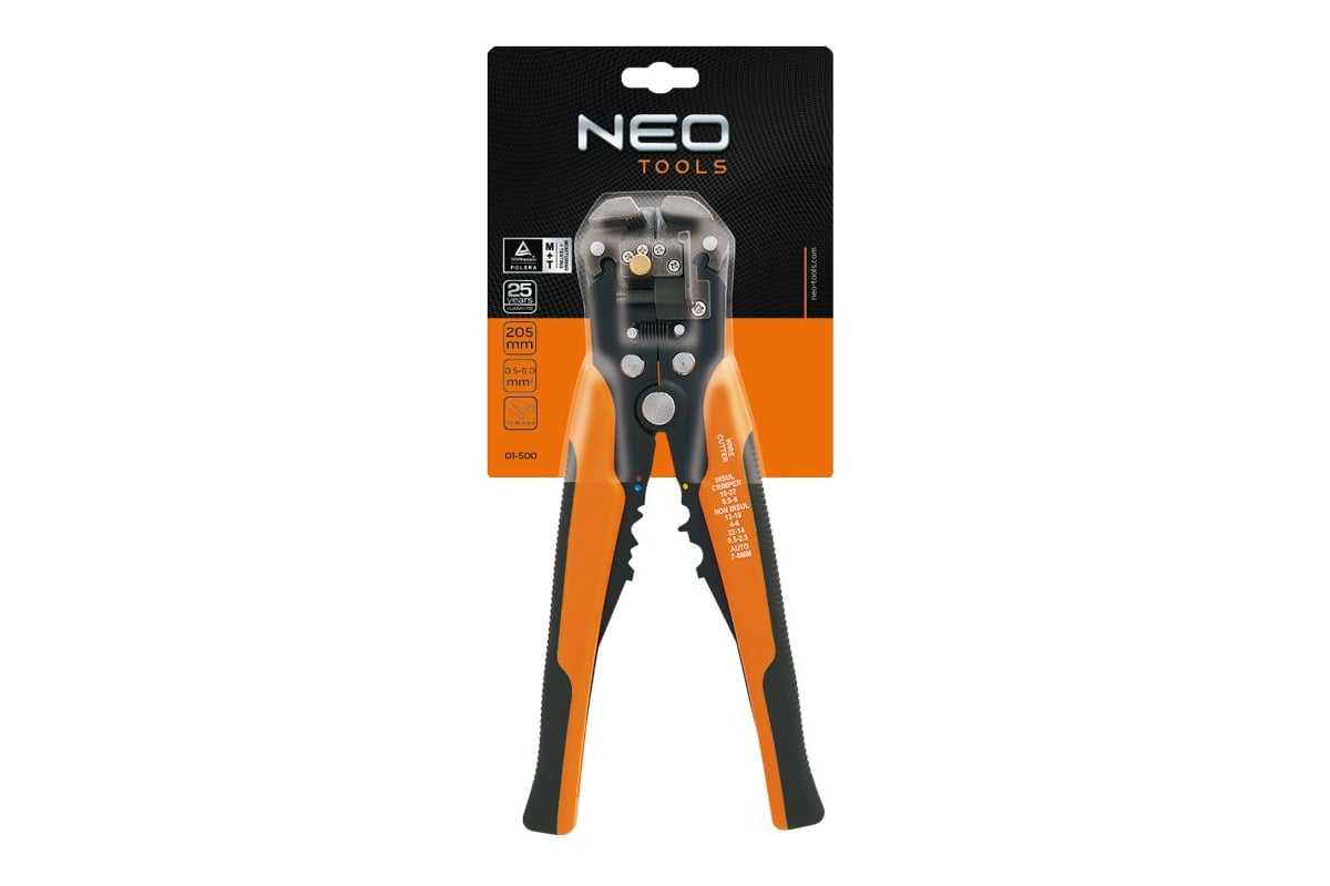 Автоматический съемник изоляции Neo Tools 0.5-6.0 мм2 205 мм торцевой 01-500