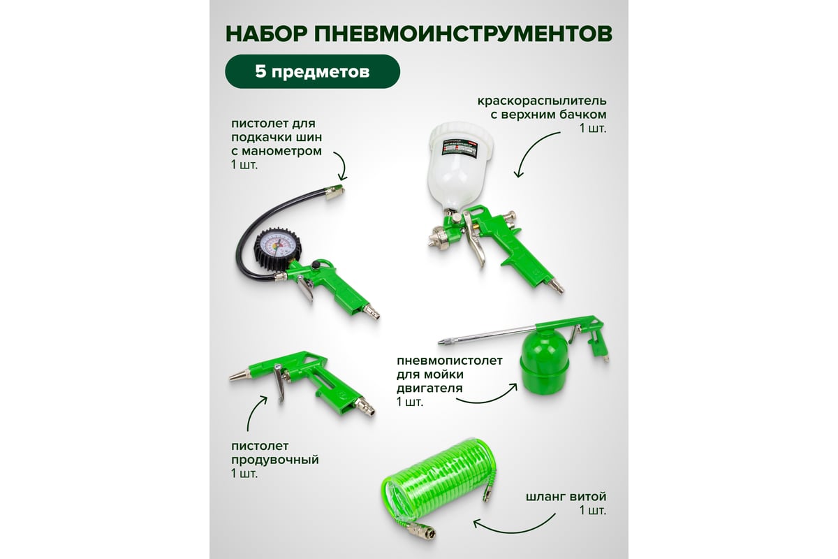 Краскораспылитель Rockforce H-827-2V c верхним пластиковым бачком 600мл в комплекте с аксессуарами, набор 5пр RF-SGK-5(58013)