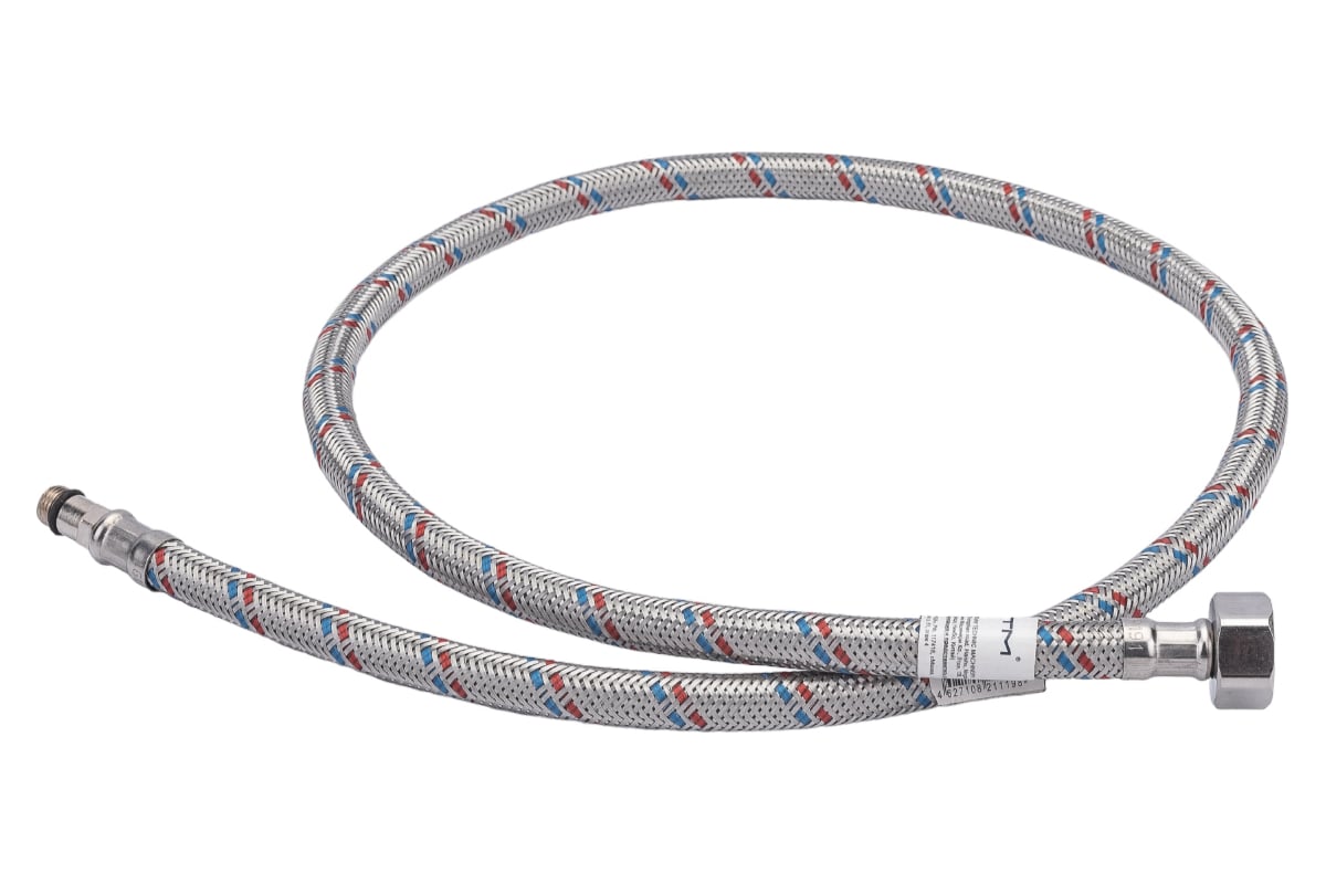 Подводка для смесителей СТМ сталь, 1/2xM10x100 см., короткий штуцер CWFSS100
