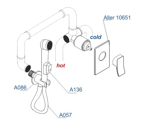 Смеситель для биде WasserKRAFT Aller A106157 со шлангом 120 см