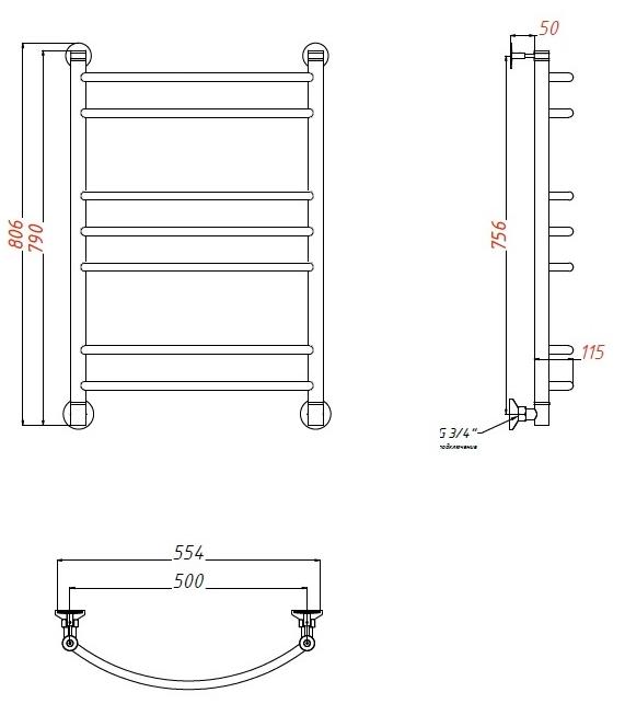 Полотенцесушитель электрический Aquanet Romeo(г2) 50x80 см