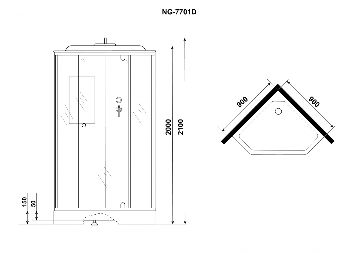 Душевая кабина Niagara Luxe 7702DM 100x100, мрамор