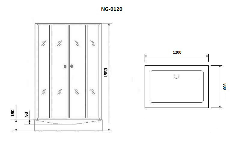 Душевой уголок Niagara Nova NG-0120-14 120x80 прозрачный, черный