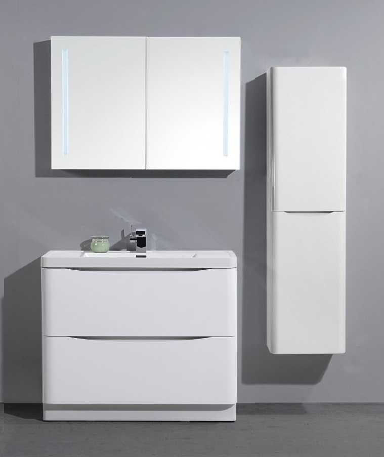 Тумба с раковиной BelBagno Ancona-N 90 см, напольная Bianco Lucido