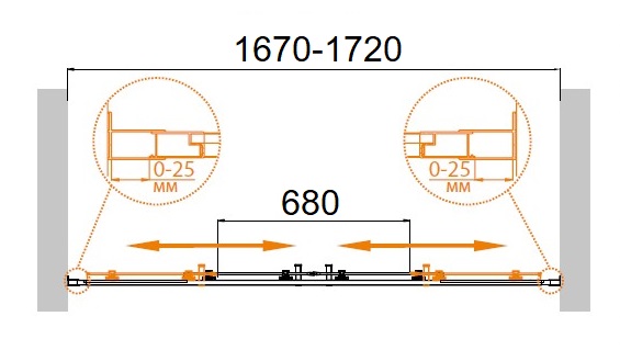 Душевая дверь Cezares MOLVENO-BF-2-170-C-Cr-IV 170x190 прозрачная, 2 двери