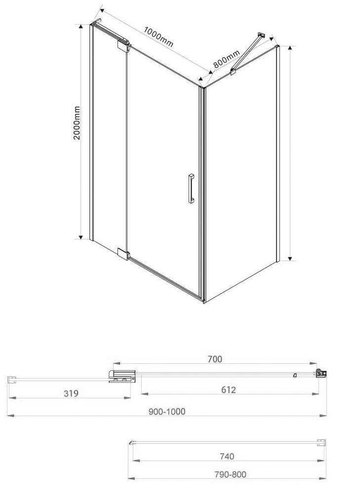 Душевой уголок Vincea Extra VSR-1E 90/100x80 хром, прозрачный