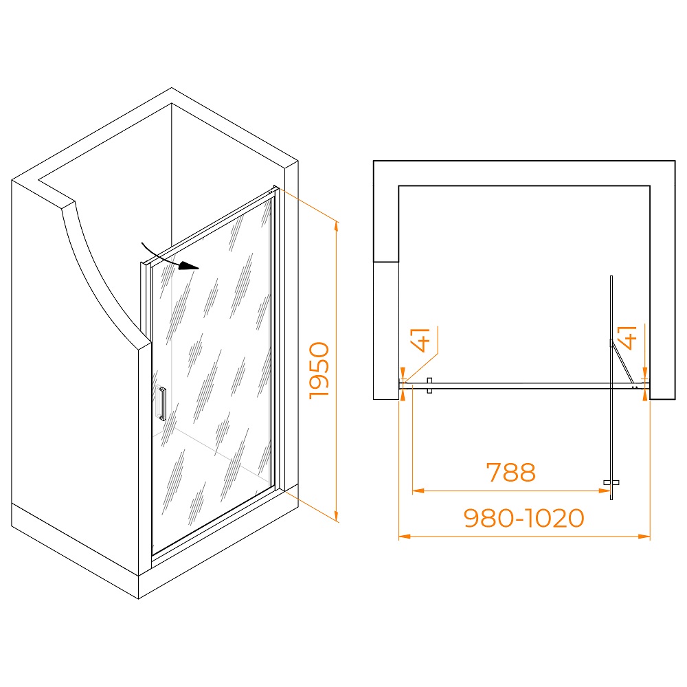 Душевая дверь RGW Stilvoll SV-05Gr 100x195 Ribbed, серый 70320510-1510