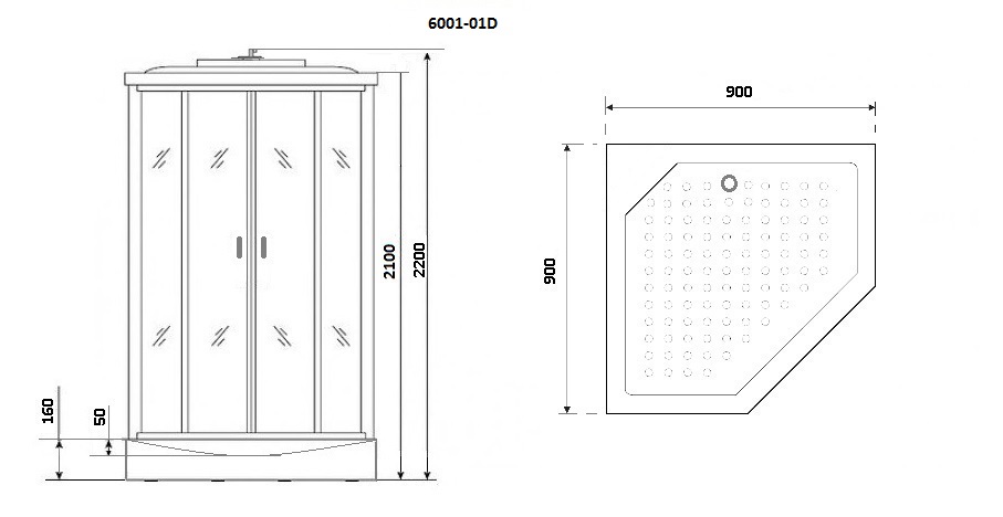 Душевая кабина Niagara Premium NG- 6001-01D 90x90 низкий поддон 16 см