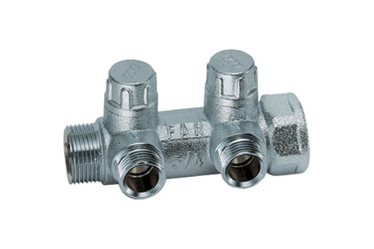 Коллектор балансировочный FAR 3/4 (НР-ВР) с 2 отв. 1/2 EU, хром.(аналог FK 3860 3412) FK 3879 341202