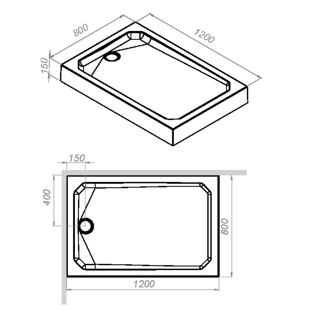 Поддон для душа Am.Pm Gem W90T-404-12080W 120x80 белый