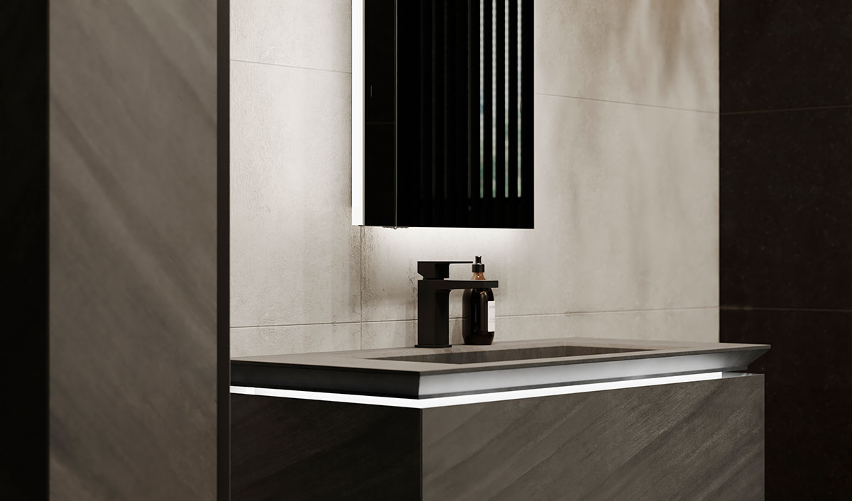 Мебель для ванной Jorno Incline 100 см подвесная, бетон
