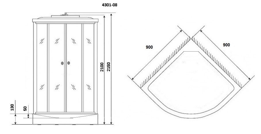 Душевая кабина Niagara NG-4301-14 90x90 стекло матовое