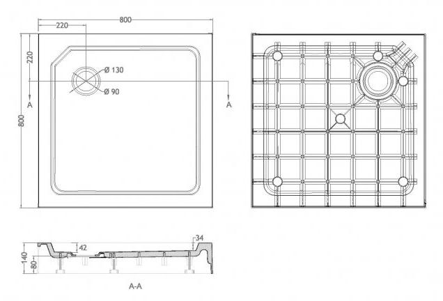 Поддон для душа Cezares TRAY-SMC-A-80-550-150-W 80x80 стеклокомпозит