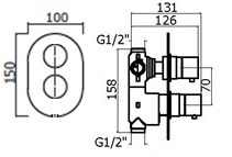 Смеситель для душа Plumberia IXO XOT5050CR, термостат, хром