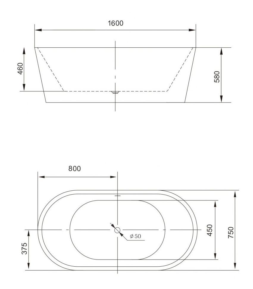 Акриловая ванна Art&Max AM-203-1600-750 160x75