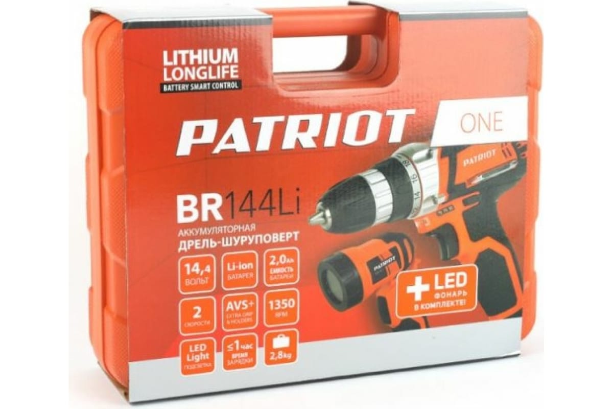 Аккумуляторная дрель-шуруповерт Patriot BR 144Li LED The One 180201490