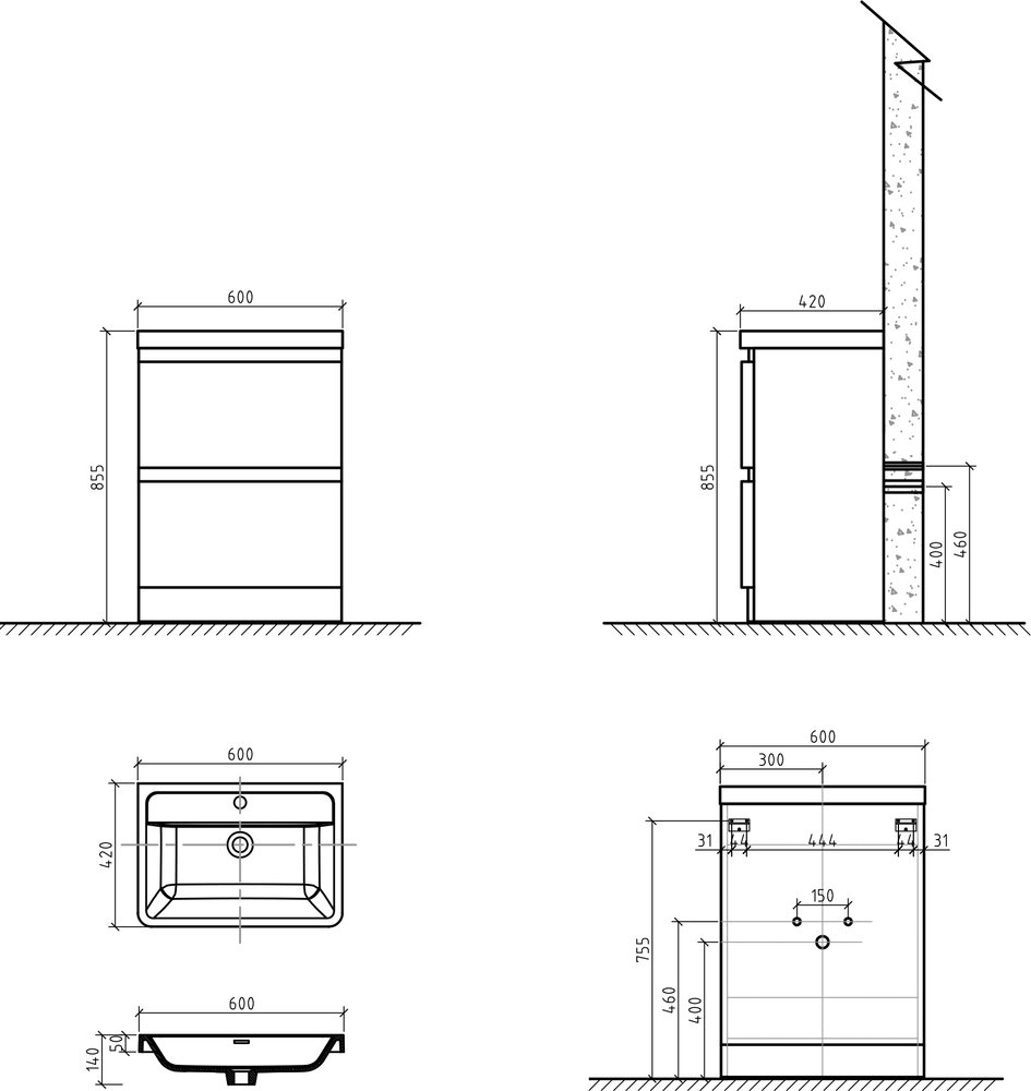 Мебель для ванной BelBagno Energia-N 60 см Bianco Lucido