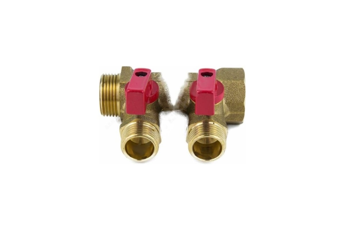 Коллектор Aquasfera латунь, шаровой кран, красный, 3/4", 3 выхода 1/2 н/р., 35 мм 9026-02 027-8994