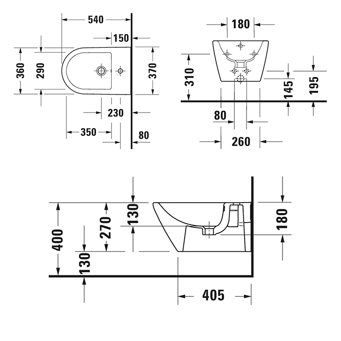 Подвесное биде Duravit D-Neo 229415