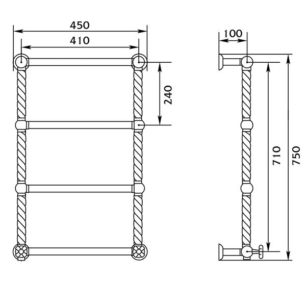 Полотенцесушитель электрический Migliore Edera 75x45 DX ML.EDR-EL.101.DO золото