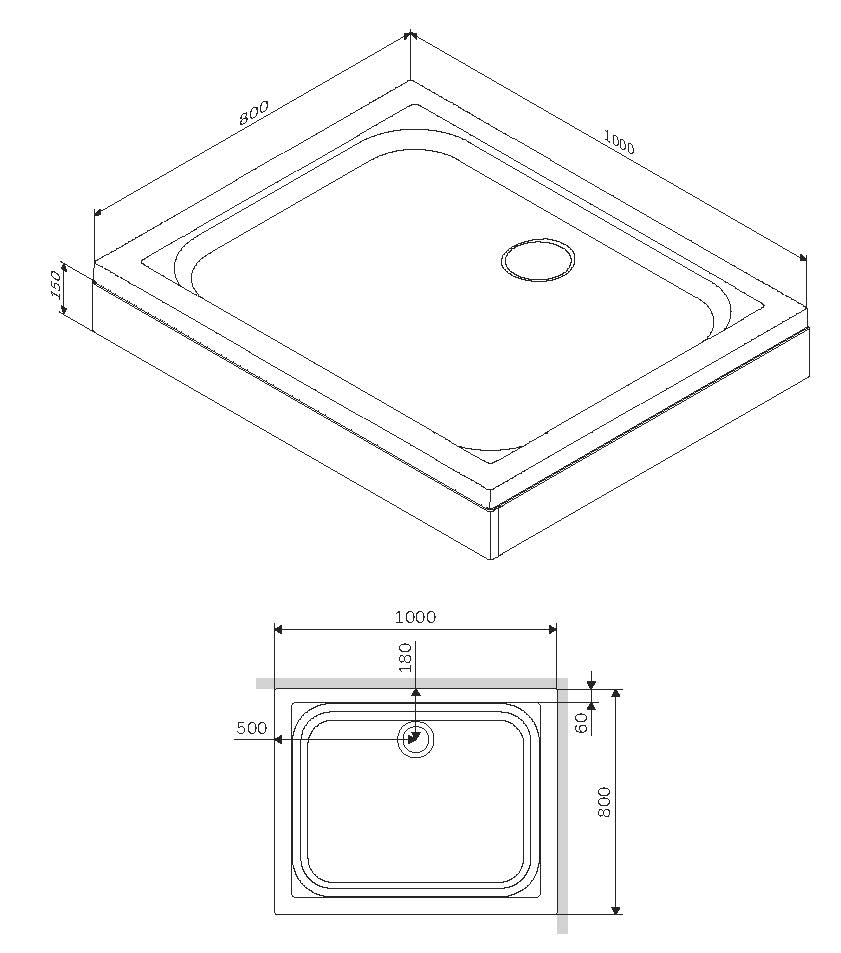 Поддон для душа Am.Pm Gem W90T-404-100280W 100x80 белый