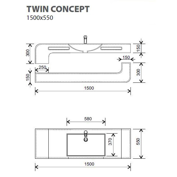 Раковина со столешницей Kolpa-San Twin Concept