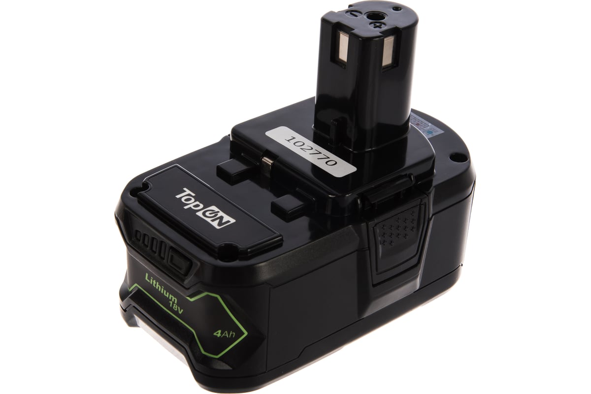 Аккумулятор для электроинструмента Ryobi (Li-Ion, 18В, 4Ач) Topon PN: RB18L40 TOP-PTGD-RY-18-4.0-Li