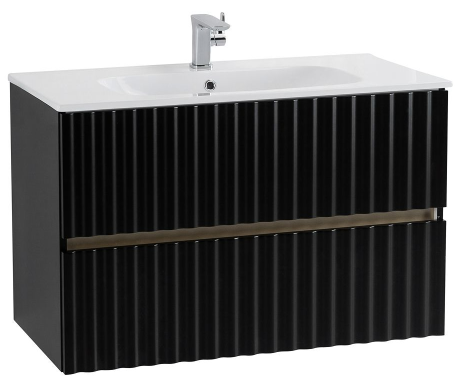 Мебель для ванной Art&Max Elegant 100 см, LED подсветка, черный матовый