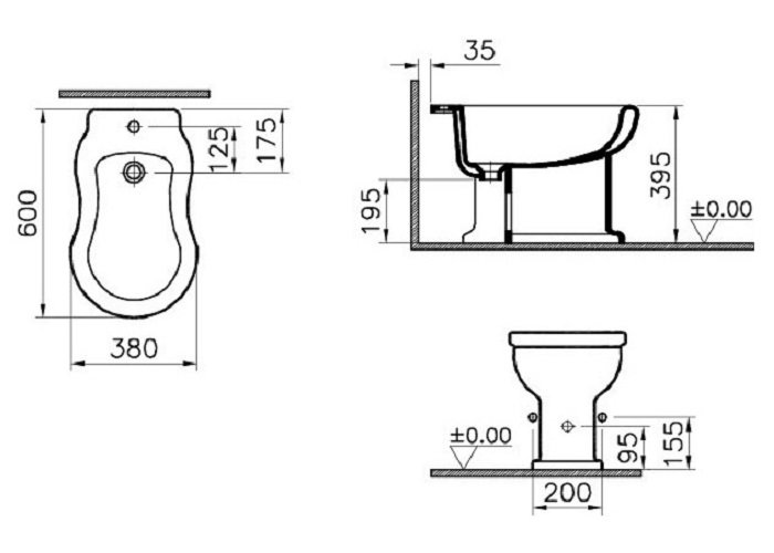 Напольное биде VitrA Efes 6597B003-0068