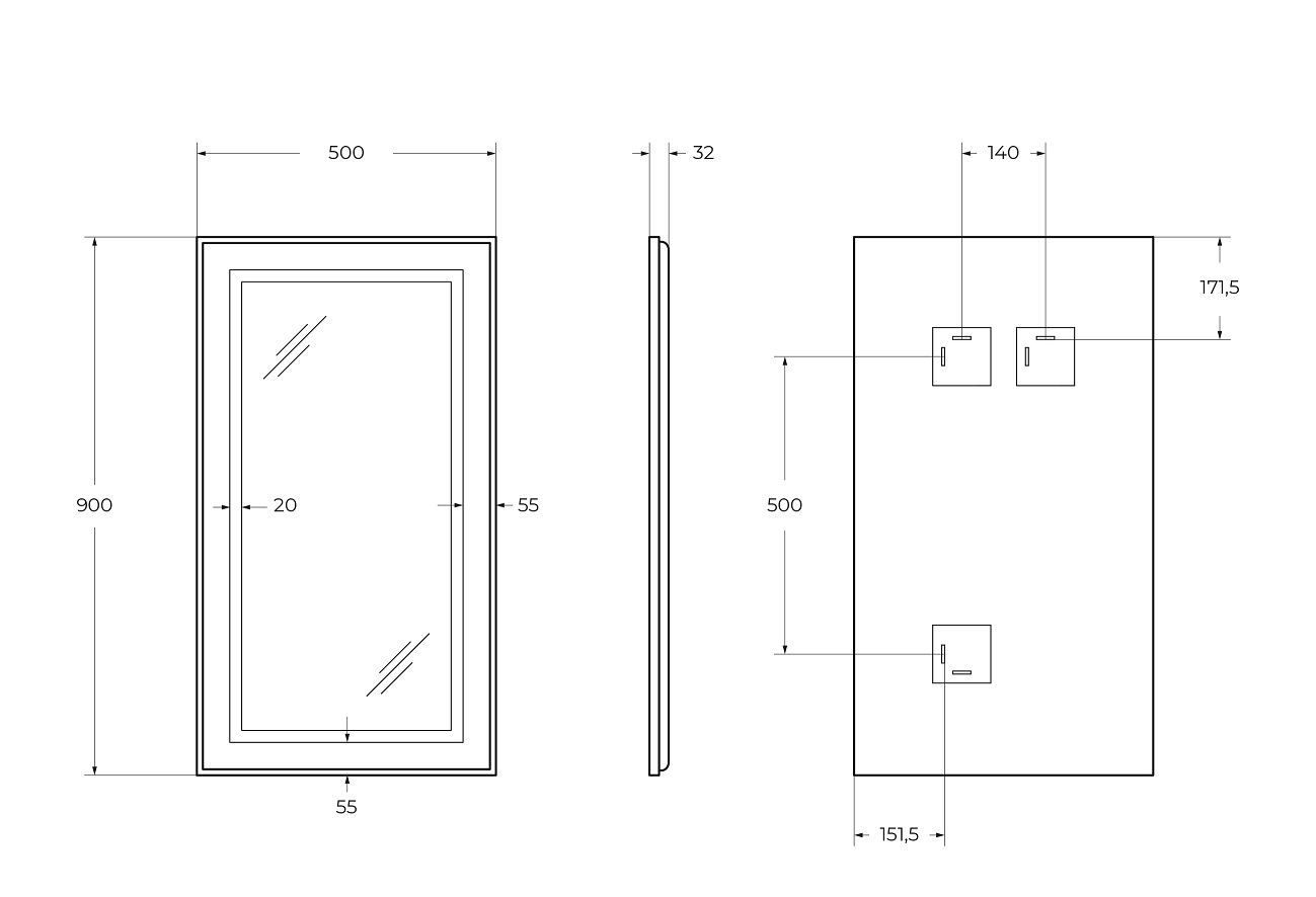 Зеркало BelBagno SPC-KRAFT-500-900-SENS-NERO 50x90 см сенсорный выключатель, черный