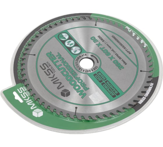 Диск пильный по дереву MKSS Toolbox Woodcutter Professional SS3026 260x60Тх1.8/2.6x30 мм SS30260001