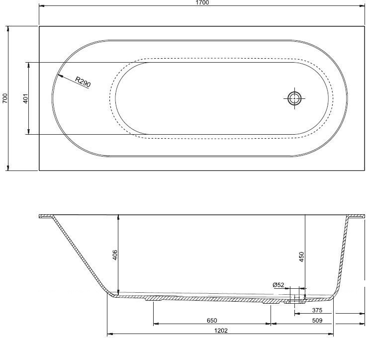 Ванна из искусственного камня Allen Brau Krion Stone 170x70 белый матовый 2.36001.20