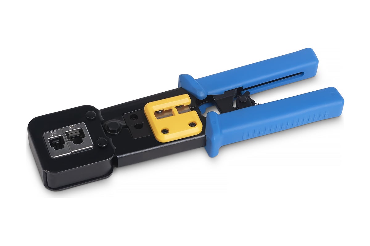 Обжимной инструмент для коннекторов быстрой установки Cabeus RJ-45 (8р8с), RJ-11/12 (6р6с, 6р4с, 6р2с), профессиональный, с храповым механизмом HT-376Z