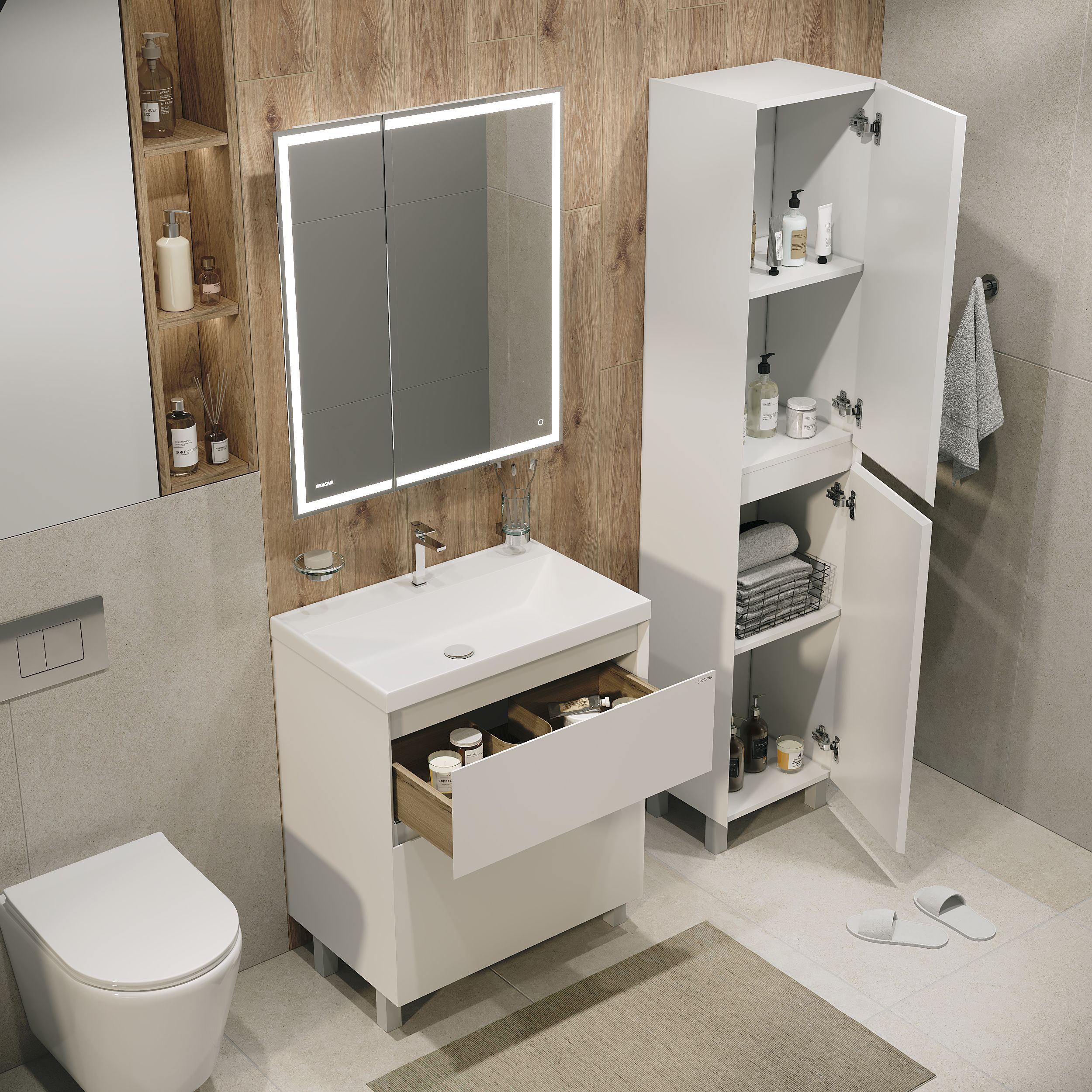 Тумба с раковиной Grossman Меркадо 80 см напольная