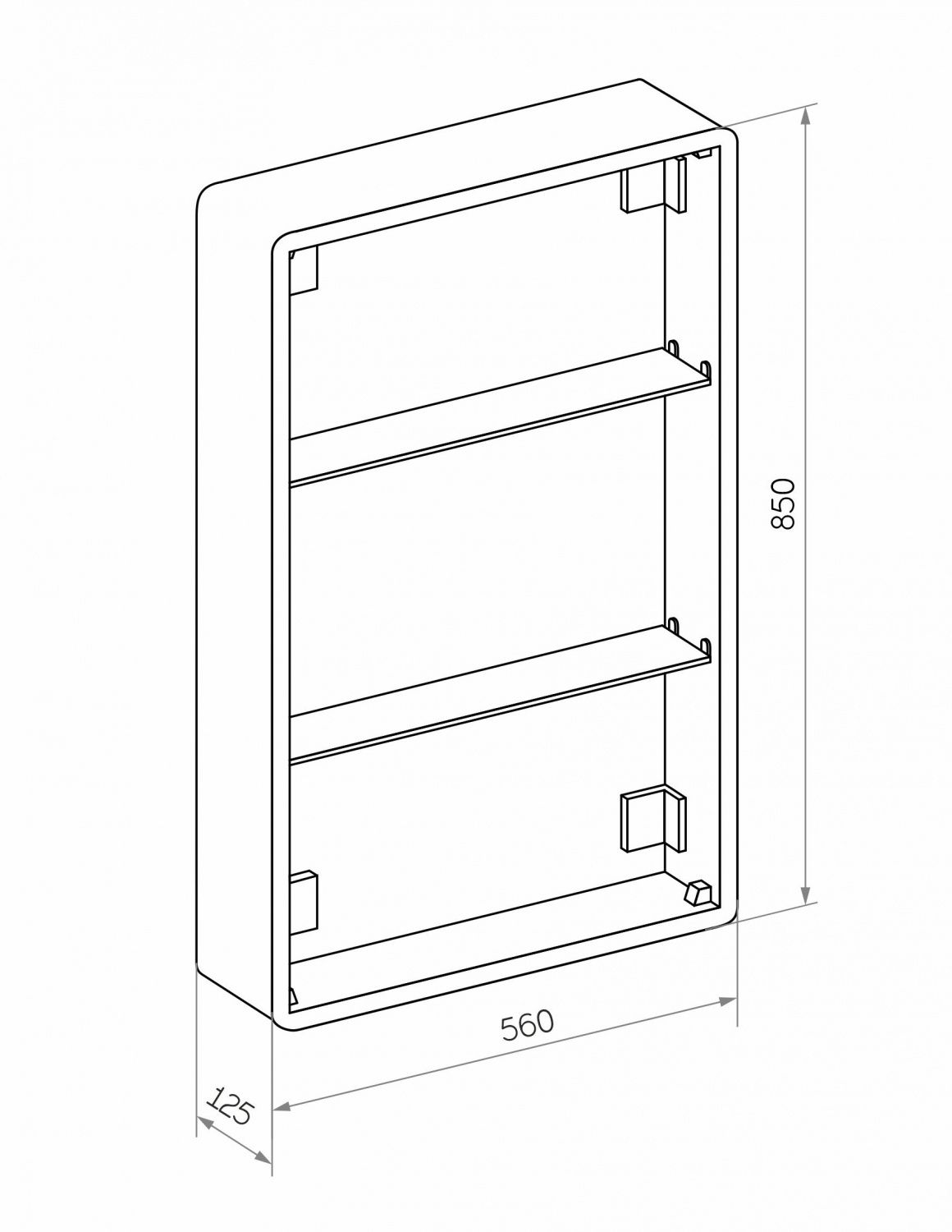 Зеркальный шкаф Art&Max Lecce 56x85 см AM-Lec-560-850-1D-R-DS-F-Nero с подсветкой, черный