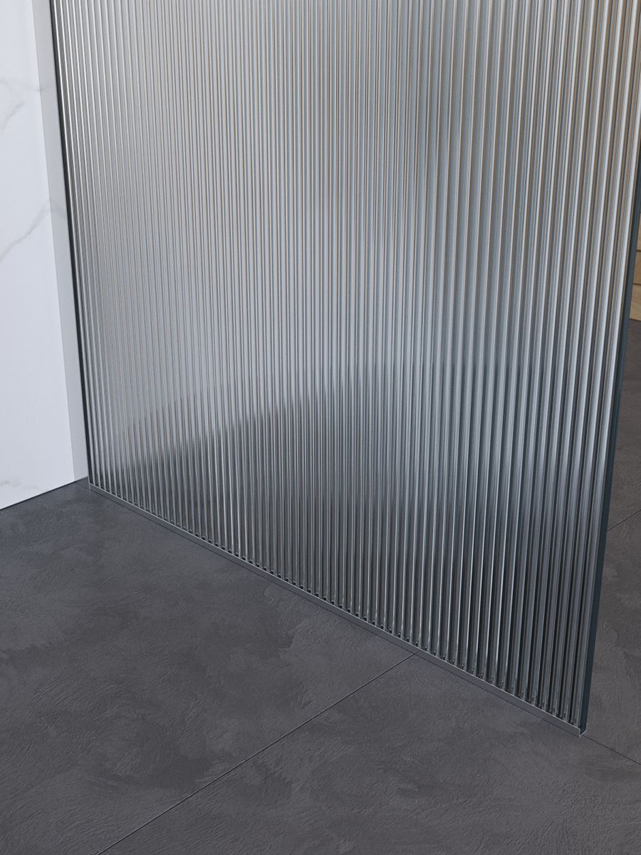 Душевая перегородка Belbagno UNO-L-1-TB-100-FL-Cr 100x200 рифленая, хром