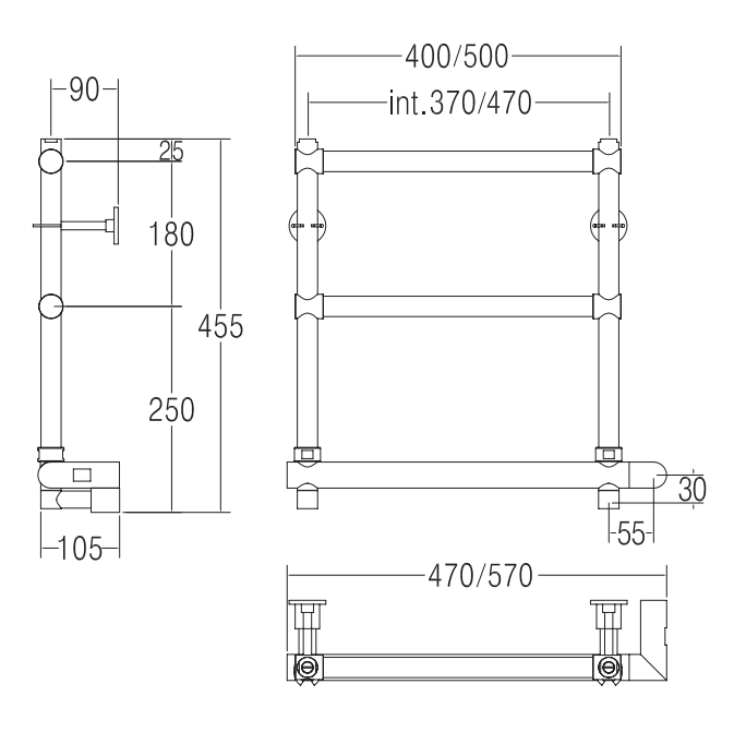 Полотенцесушитель электрический Margaroli Sole 5404703GDB 57x45.5 золото